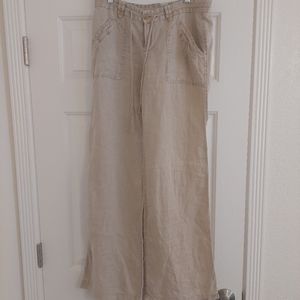 Low rise wide leg linen pants